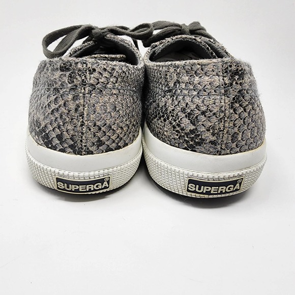 Superga Grey Snakeskin lace-up low-top sneakers 2750 Cot Snake. EU40=US9 - Picture 5 of 9